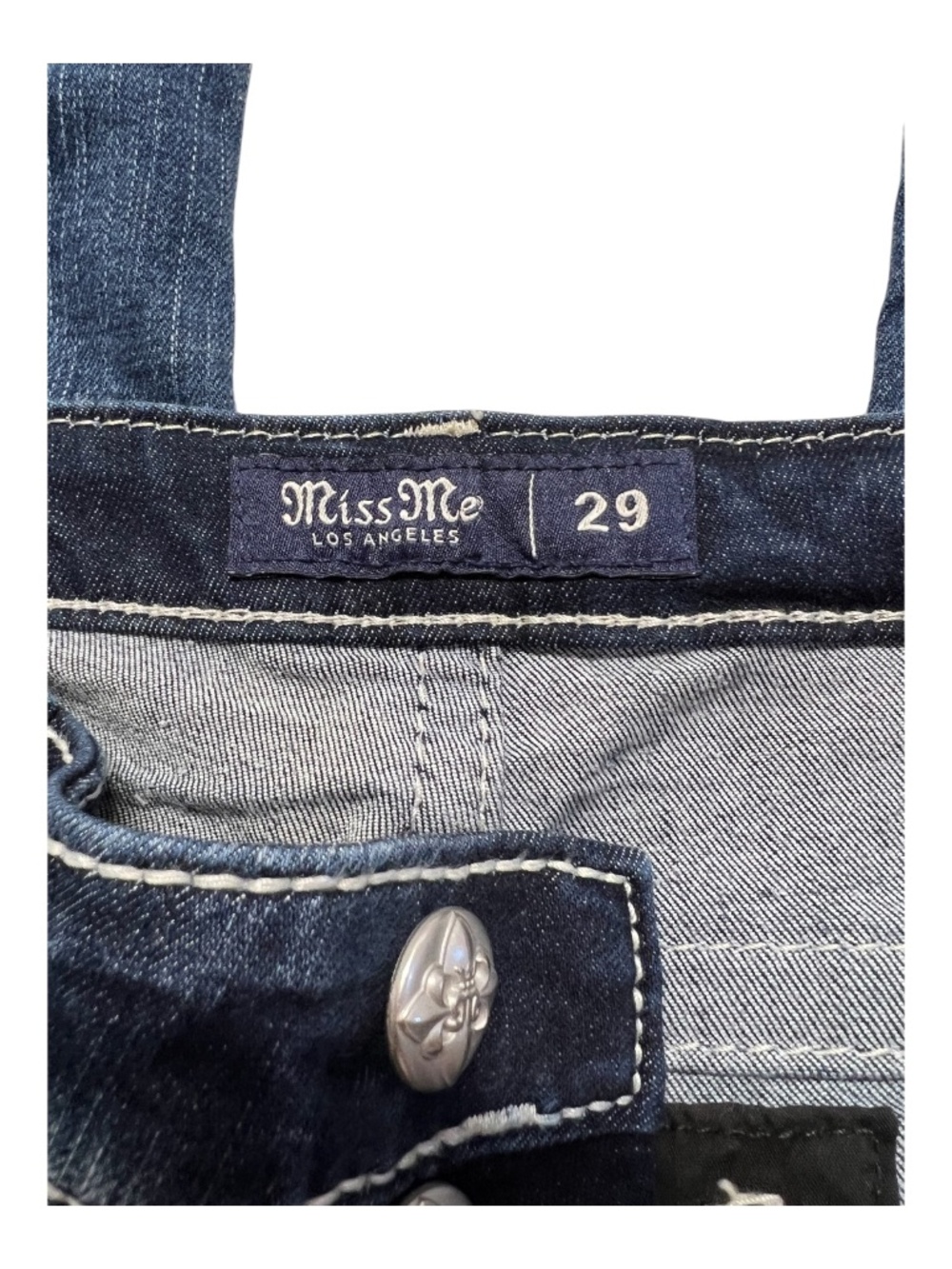 NWT Miss Me LA Rhinestone Embellished Bootcut Jeans Short | Size 29 - Picture 7 of 9